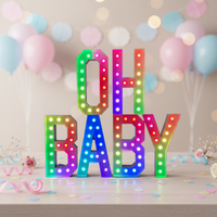Lampes LED en forme de lettres de l'alphabet OH BABY pour studio photo et décoration de fond