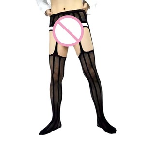 Collants résille noirs pour hommes en Spandex et Nylon, taille mi-haute, lingerie sexy, Été 2023 - Product Image 1