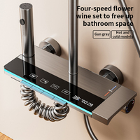 Luxe Blanc Piano Clé Douche Ensemble Complet Thermostatique Salle De Bains Système De Douche Smart LED Affichage Numérique Pluie Ensemble De Douche
