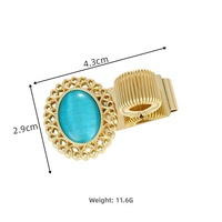 Clip de reliure et porte-stylo OEM personnalisé de luxe vintage en alliage de zinc avec opale pour carnet en cuir PU, journal, cadeau promotionnel