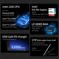 Tablette PC 2 en 1 Win11 ONE-NETBOOK T1 avec clavier, 13 pouces, Pentium Gold 8505 Turbo Max 4,4 GHz, ordinateur portable