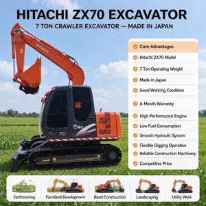 Excavatrice Hitachi ZX70 d'occasion, excavatrice sur chenilles de 7 tonnes en bon état - Product Image 1