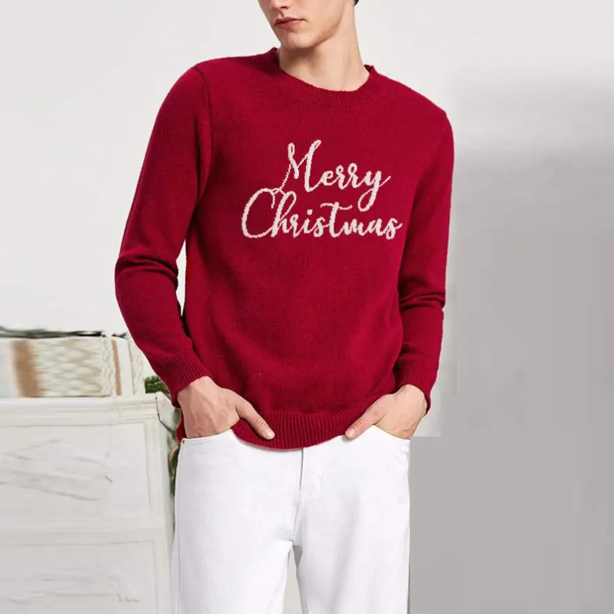 Wholesale bulk blank ugly christmas sweater high quality popular festival round neck sweater clothing for men