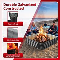 Brazier carré robuste en acier galvanisé de 4x4x1,5 pieds (hauteur 16,5 pouces) pour extérieur, emballage pour vente à distance