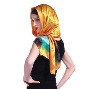Bandana en satin de soie tendance, couleur unie, foulard carré petit, bandana - Product Image 2