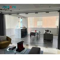 Porte pliante en verre sans cadre HDSAFE 8-12 mm, charnière intérieure, porte accordéon, patio, véranda, terrasse, empilable, pliable, hôtel, centre commercial