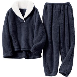 Conjunto de Pijamas para Hombre, Invierno, Cálido, Felpa Coral, Manga Larga, Ropa de Dormir Suave, 2 Piezas - Product Image 1