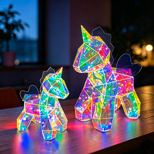 Figura de Unicornio Iridiscente 3D, Escultura Animal Holográfica Prismática, Centro de Mesa Luminoso para Decoración Moderna del Hogar, Venta al Por Mayor - Product Image 3