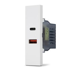 Dual <b>Usb</b> A And <b>Usb</b> C Charger <b>Socket</b> 5V 2.4A White Zen Line - Product Image 1