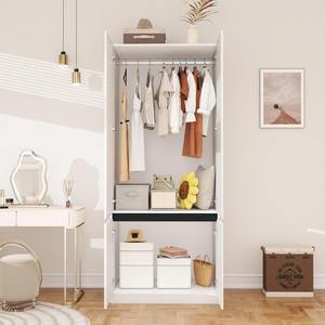 Armoire haute minimaliste blanche de qualité export avec 2 portes et tringle de suspension pour chambre à coucher - Product Image 3