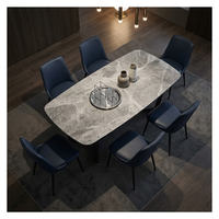 Ensemble de table et de chaises de salle à manger modernes de luxe en bambou et dalle de roche, meubles de restaurant et d'hôtel pour usage domestique