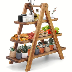 Bandeja de Servir de Madera Vintage de 3 Niveles, Bandeja Rectangular para Exhibición de Alimentos para Cocina, <span class=keywords><strong>Desayuno</strong></span> o Decoración de Fiestas - Product Image 1
