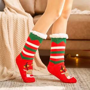 I-0092 Christmas <b>Stocking</b> Fluffy Thick Snowman Santa Cartoon Socks Women Men Thermal Chenille Yarns Fuzzy Warm Winter <b>Knit</b> Socks - Product Image 6