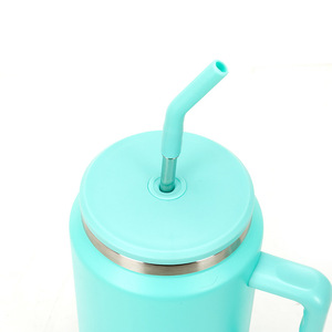 Stainless Steel Tumbler 50oz Handle With Straw Vacuum Insulated Travel Mug For Car Use - Product Image 2