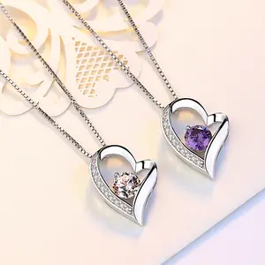 Myf Cổ Áo Grabar Doble Corazon 925 Plata Bạc Đồ Trang Sức Womens CZ Pendent Khắc Đôi Trái Tim Sterling Bạc 925 Vòng Cổ 925