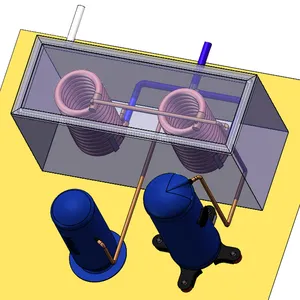 Kondensor Tabung Dalam Tabung Tembaga 100% dari Freezer Kaskade 3HP dan Pemanas Air Pompa Panas 7HP Dapat Bekerja dengan Cairan Yang Berbeda