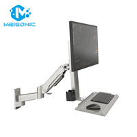 Support d'écran Meisonic T8-GA02KB-W 32 pouces, rotation à 360°, construction en alliage d'aluminium, support mural Ergotron pour ordinateur