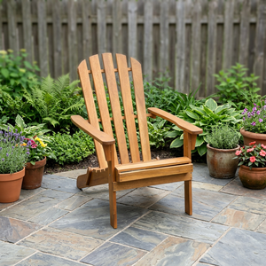 Adirondack <b>Chair</b> Outdoor <b>Garden</b> <b>Reclining</b> Wood Furniture Rustic Style Tapered Legs Manual Tilting Seat - Product Image 3