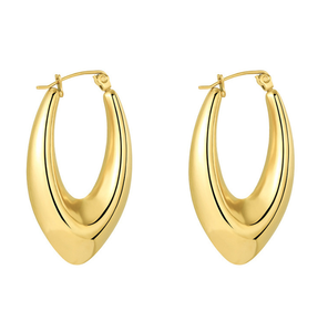 Pendientes de aro gruesos Pendientes de acero inoxidable Joyería chapada en oro de 18K Tendencia de mujer <span class=keywords><strong>2023</strong></span> - Product Image 3