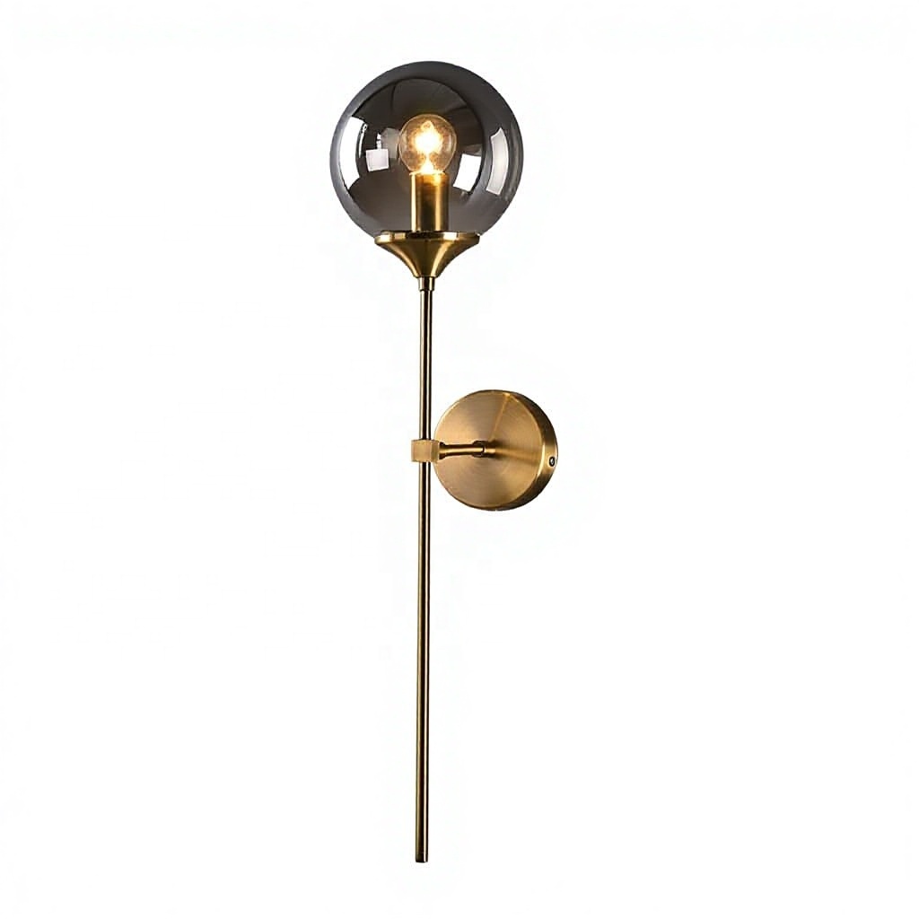 Zhongyi Nordic Modern LED Wall Lamps Iron Gold Finish Glass Dome 3000K Warm White Ra80 500 Lumens 7W Switch Control Bedroom