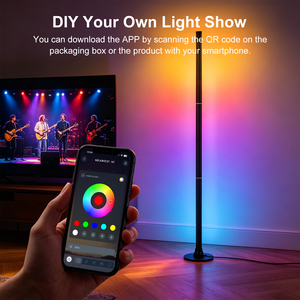 LED Corner Floor Lamp 16 Million DIY Colors Smart RGBICW Led Ambient <strong>Lighting</strong> for Living Rooms Bedrooms Gaming Rooms - Product Image 3