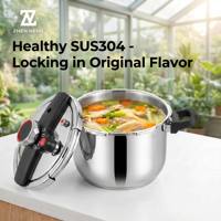 Casserole à pression ZHEN NENG en acier inoxydable 304, grande capacité 6L/8L, anti-explosion, écologique, ustensiles de cuisine de haute qualité