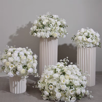 Arrangement floral de boule de fleurs en soie blanche de haute qualité, fait à la main, pour mariage, Saint-Valentin, fête des mères, Noël
