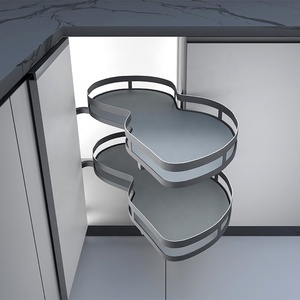 Cesta de Almacenamiento Metálica Cromada de 2 Niveles con Diseño Moderno, Accesorios de Ferretería de Apertura Derecha para Instalación en Gabinetes de Cocina - Product Image 4