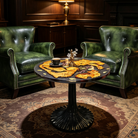 Table basse ronde en résine époxy faite à la main avec support en fer forgé, décoration artistique, table basse pour clubs, hôtels, salles de réunion