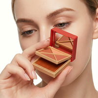 Palette de fards à paupières vide portable à 4 compartiments, double couche, avec miroir, logo personnalisé OEM ODM, outils de maquillage carrés en plastique bicolores, vente en gros