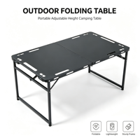 Table pliante d'extérieur en métal - Légère, portable, réglable en hauteur par système hydraulique - Style IGT - Table de camping tactique