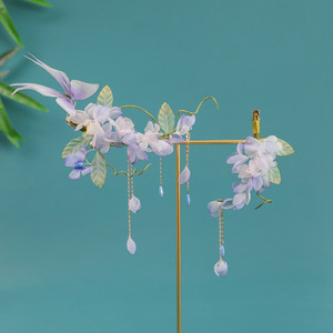 Nuevo Diseño Original 2026, Pinza para el Cabello Hanfu con Borla y Flor Estilo Tang Púrpura, Hecha a Mano, Accesorio para Peinado y Maquillaje - Product Image 4
