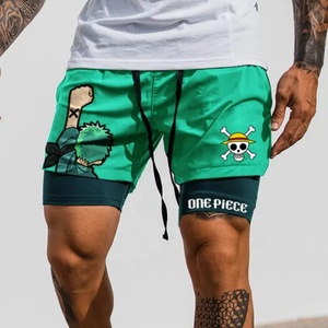 <span class=keywords><strong>2</strong></span>-in-1 Atmungsaktive Gym-Sportshorts Einteilige Roronoa Zoro Laufshorts Fitness Jogging Workout für Männer im Anime-Stil - Product Image 4