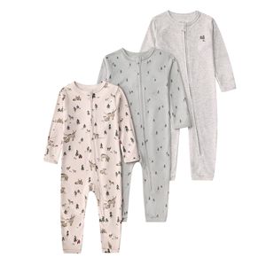 Bộ quần áo trẻ em thời trang 3 món, bộ liền thân có khóa kéo, bộ ngủ liền thân bằng cotton dệt kim cho bé - Product Image 6