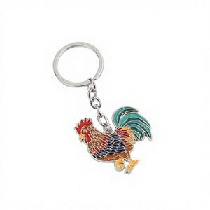Crystal Enamel Zinc Alloy Carabiner Rooster Keychain Fashion <b>Bag</b> <b>Charm</b> Mascot Gift - Product Image 3