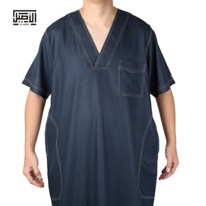 Robe islamique Alaseel à col en V, <span class=keywords><strong>Djellaba</strong></span>, Abaya, Jalabya, Robe ethnique arabe, Jalaba Maxi, Qamis, Vêtement musulman, Jubah, Kaftan de prière - Product Image 5