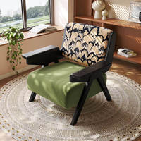 Fauteuil simple en bois massif de style mi-siècle, mobilier de loisirs facile à assembler pour salon, balcon, maison, repos quotidien en intérieur