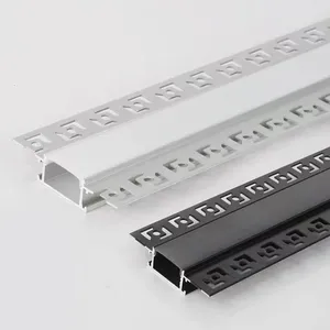 Profil led en plâtre noir et blanc Super mince, profilé en aluminium intégré avec bande lumineuse led pour montage encastré sur cloisons sèches
