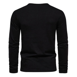 Camiseta de Manga Larga para Hombre, con Botones en la Parte Delantera, Cuello Redondo, Ajustada, de Algodón, Secado Rápido y Transpirable, con Logotipo Personalizado Bordado e Impreso, Venta al Por Mayor - Product Image 4