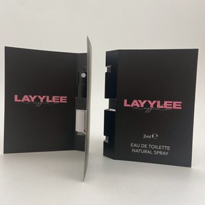 Famous brands custom logo printing perfume sample bottle packaging cards