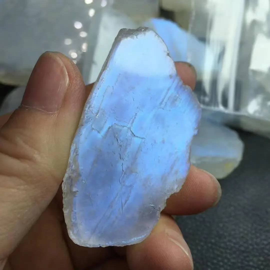 Gema mineral de cristal, piedra lunar azul de alta calidad, al por mayor