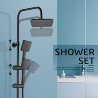 Kit de douche Ensemble complet de mitigeur thermostatique noir mat Hauteur réglable Ensemble de douche thermostatique pour salle de bain