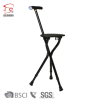 Canne de marche légère électrique pliable pliante à trois jambes avec lampe de poche