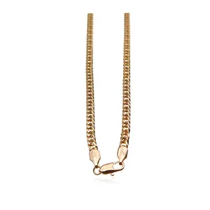 Collar chapado en oro de 18k para mujer, cadena de eslabones cubana sencilla, joyería, 037N1Xuping