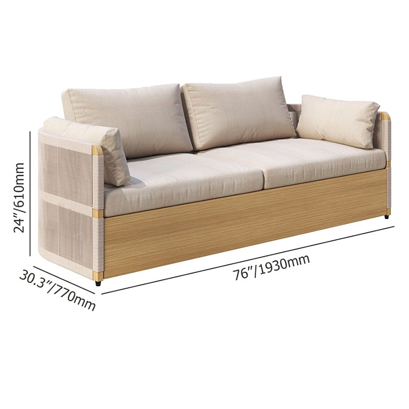 Three-person sofa-aluminum wood effect