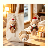 OEM Ours en peluche super doux, mignon, fait main, avec écharpe, pour décoration, pendentif de sac, de vêtement, ou de sapin de Noël, jouet en peluche, cadeau du Nouvel An