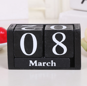 Calendriers de bureau à domicile Calendriers décoratifs faits à la main <span class=keywords><strong>Calendrier</strong></span> perpétuel <span class=keywords><strong>en</strong></span> <span class=keywords><strong>bois</strong></span> personnalisé - Product Image 2