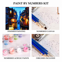 Kit de peinture par numéros DIY 40x50cm Paysage nocturne de canal urbain Ensemble de peinture sur toile acrylique pour la pratique artistique et la décoration intérieure