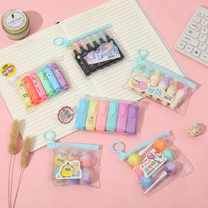 Ensemble de stylos marqueurs fluorescents à pointe oblique pour enfants, mini surligneurs mignons en plastique - Product Image 1