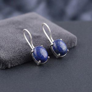 Nouveauté 2026 Boucles d'oreilles pendantes en pierre précieuse lapis-lazuli bleu de créateur, plaqué argent sterling 925, luxe unisexe - Product Image 1